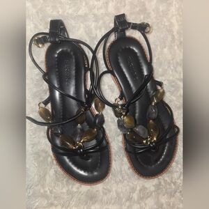 Black Gem Strap Sandals